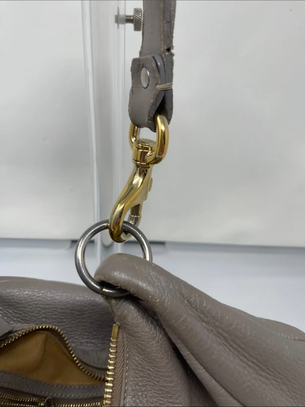 Jimmy Choo Taupe Leather Hobo Skybag
